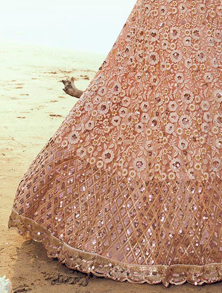 Radiant Peach Lehenga | Customizable for Festive and Wedding Wear