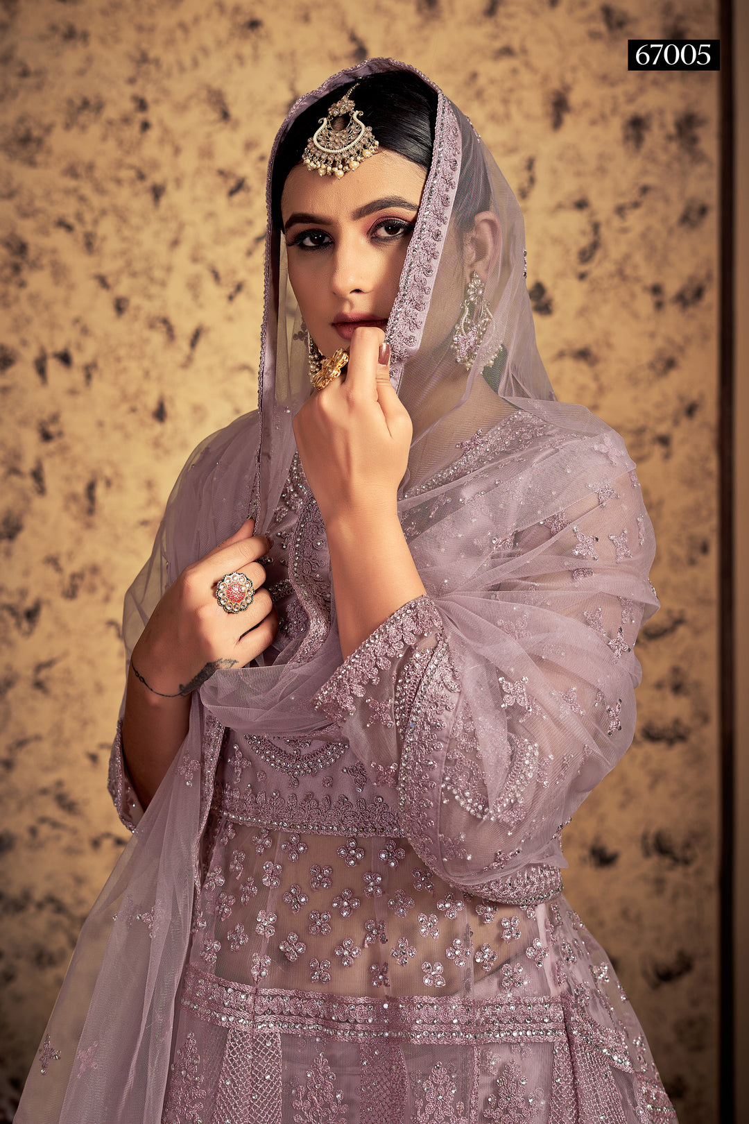 Elegant Mauve Soft Net Lehenga | Bridal Lehenga for Women