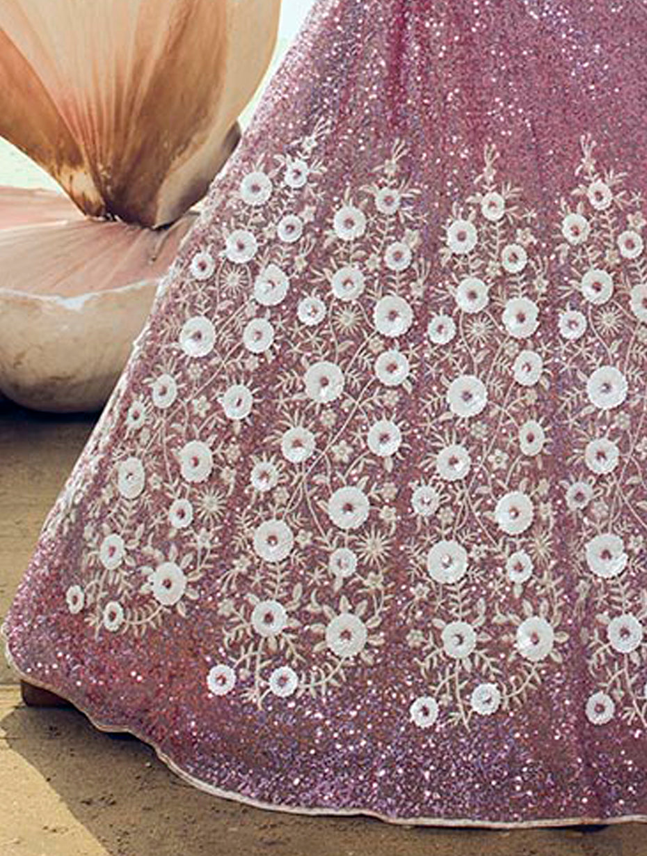 Lilac Net Lehenga | Sequins Work with Luxurious Poly Shantoon Lining