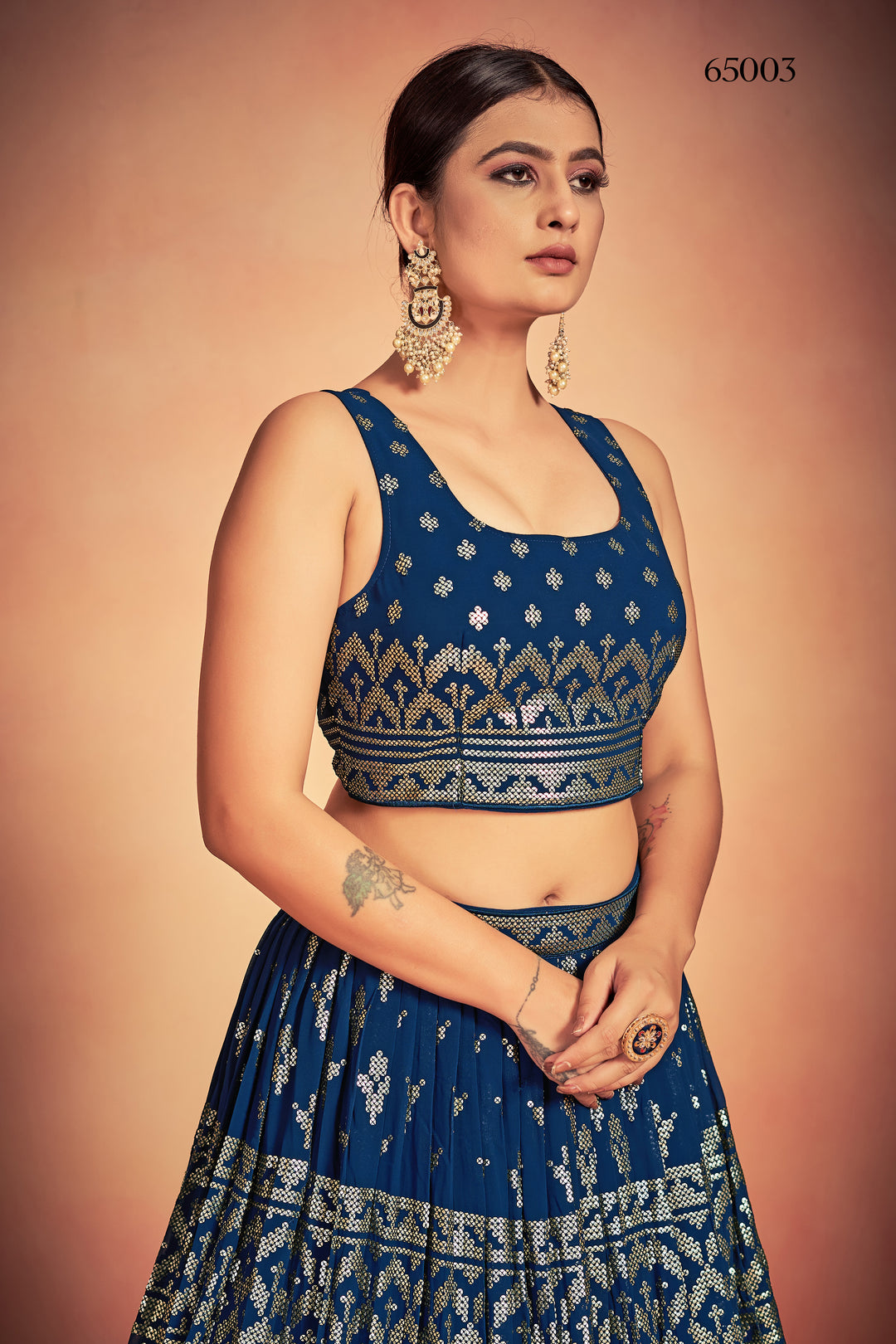 Gorgeous Navy Blue Lehenga Set | Festive Georgette Lehenga for Weddings