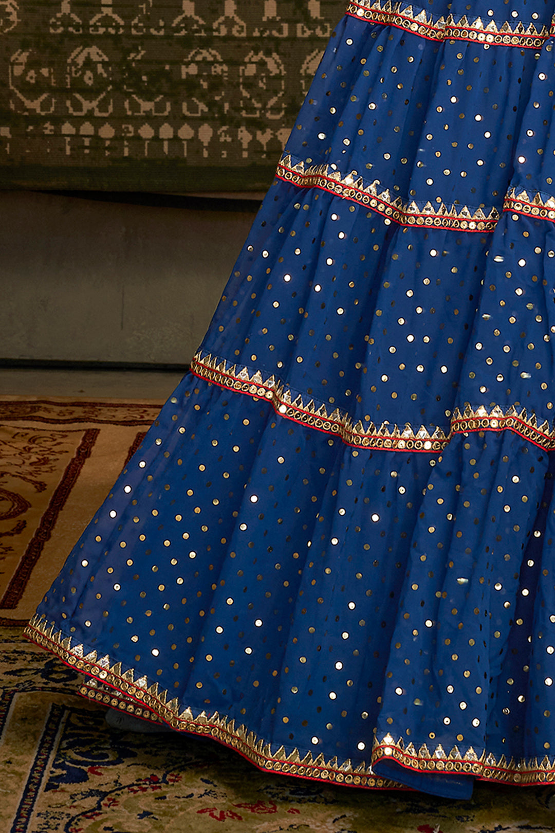 Bold Royal Blue Lehenga | Magnificent Mirror & Embroidery for Events