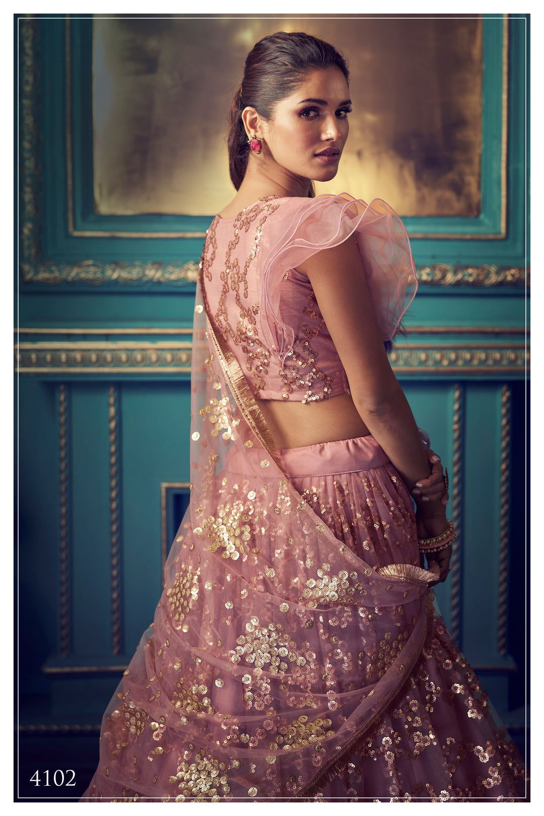 Purple Lehenga with Sequin Work | Elegant Soft Net Lehenga for Women