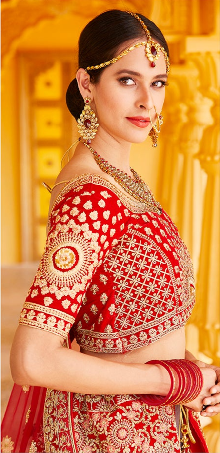 Red Velvet & Net Lehenga | Bridal & Festive Wear for Women