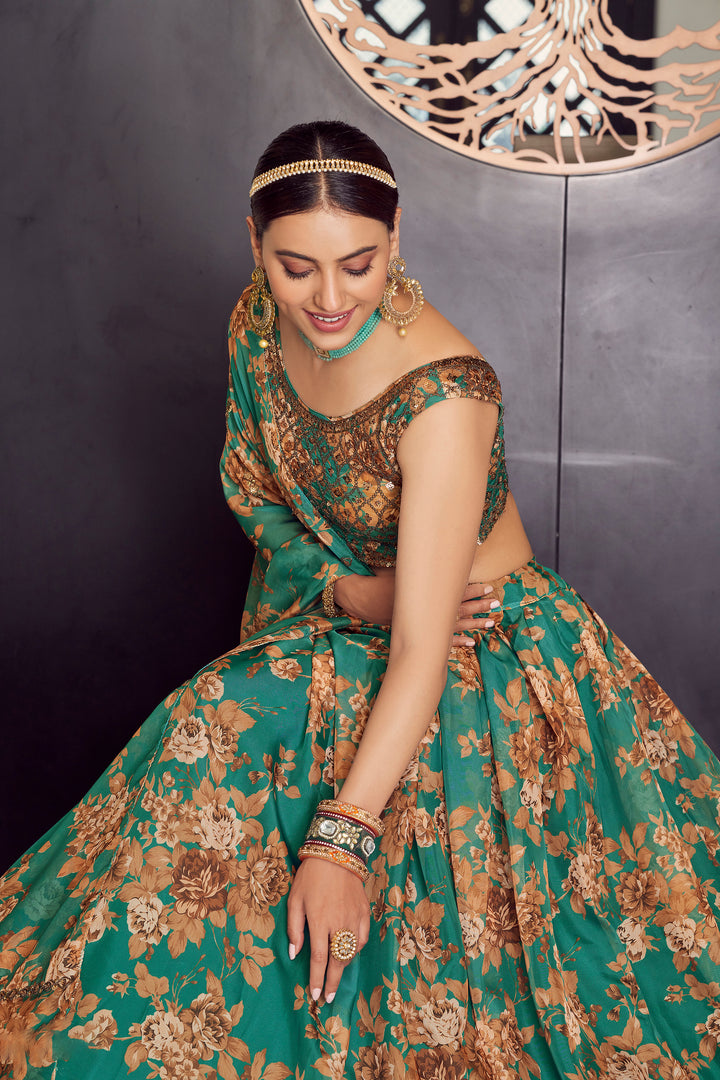 Green Organza Lehenga | Perfect Bridal Lehenga for Weddings