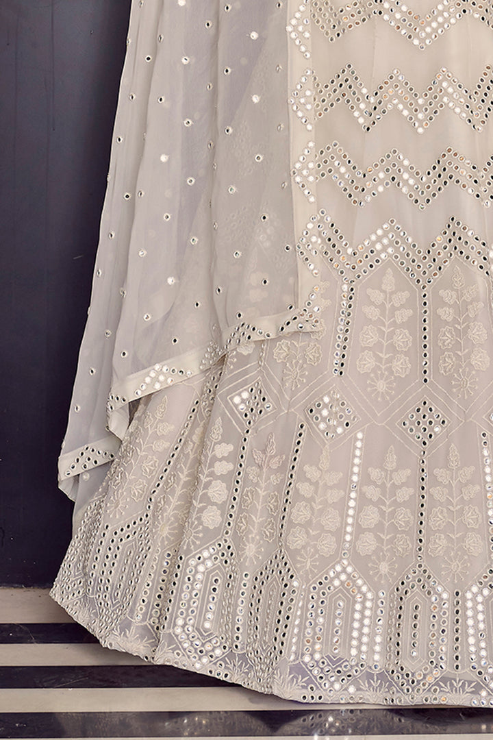 Stunning White Bridal Lehenga | Elegant Georgette Design