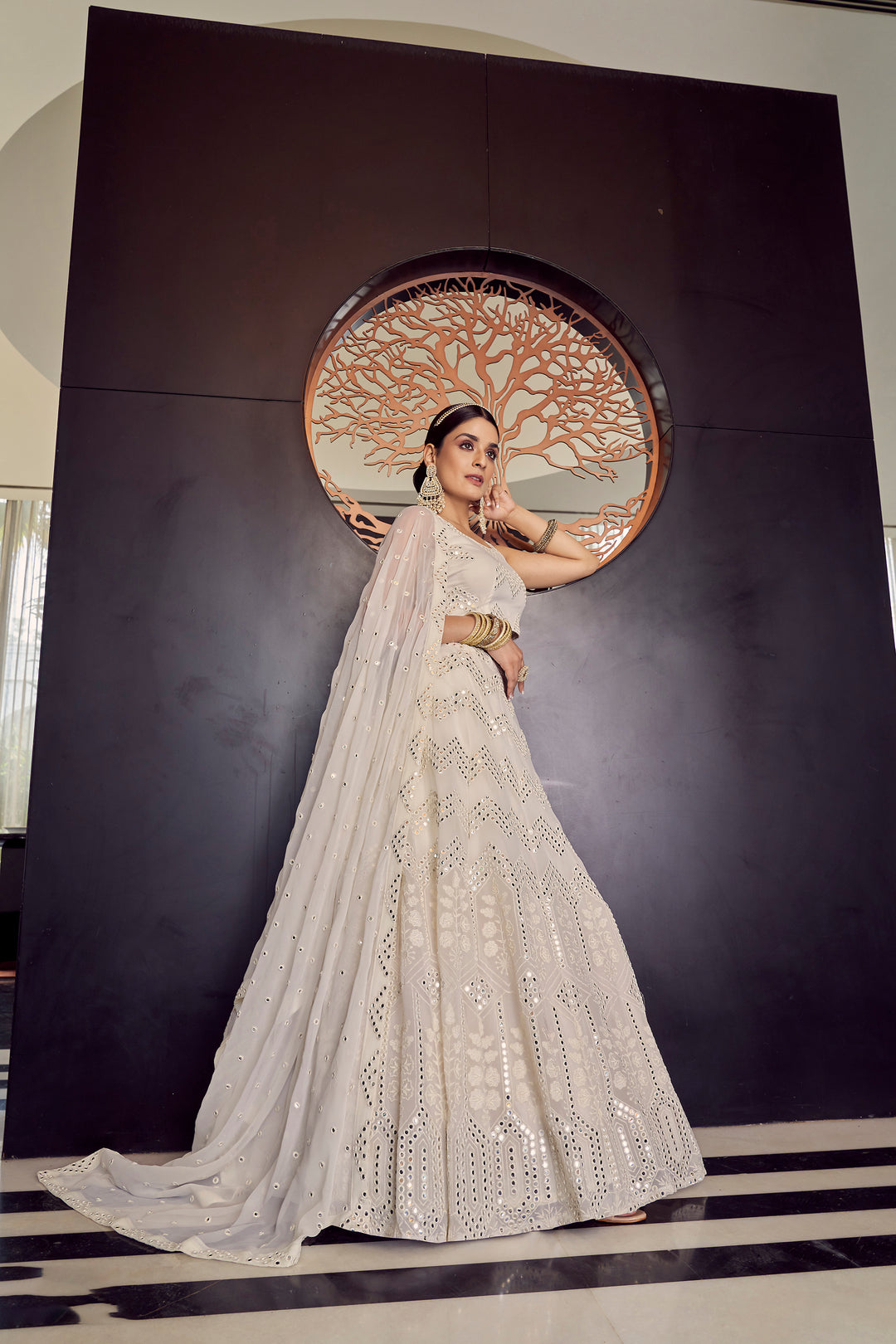 Stunning White Bridal Lehenga | Elegant Georgette Design