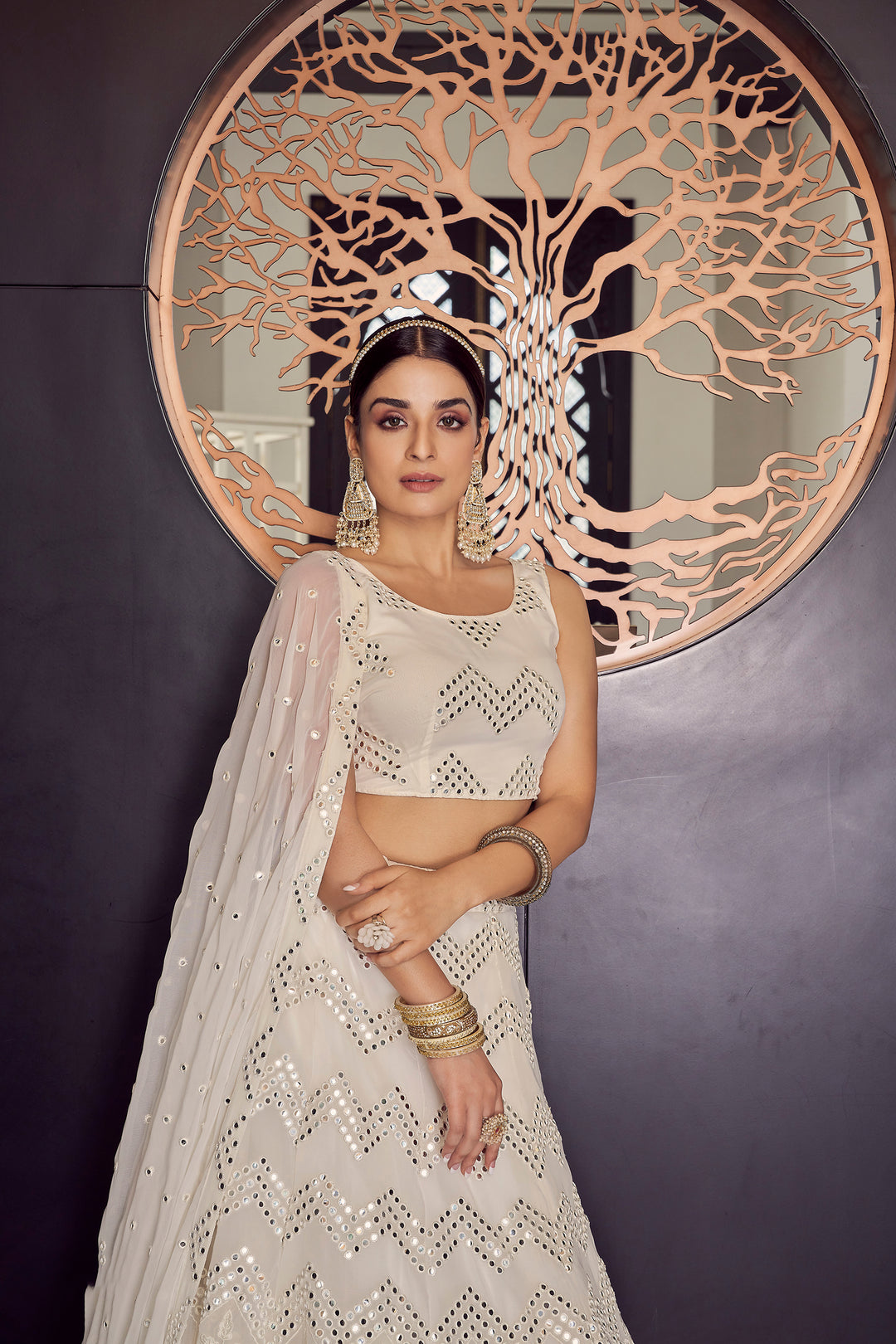 Stunning White Bridal Lehenga | Elegant Georgette Design