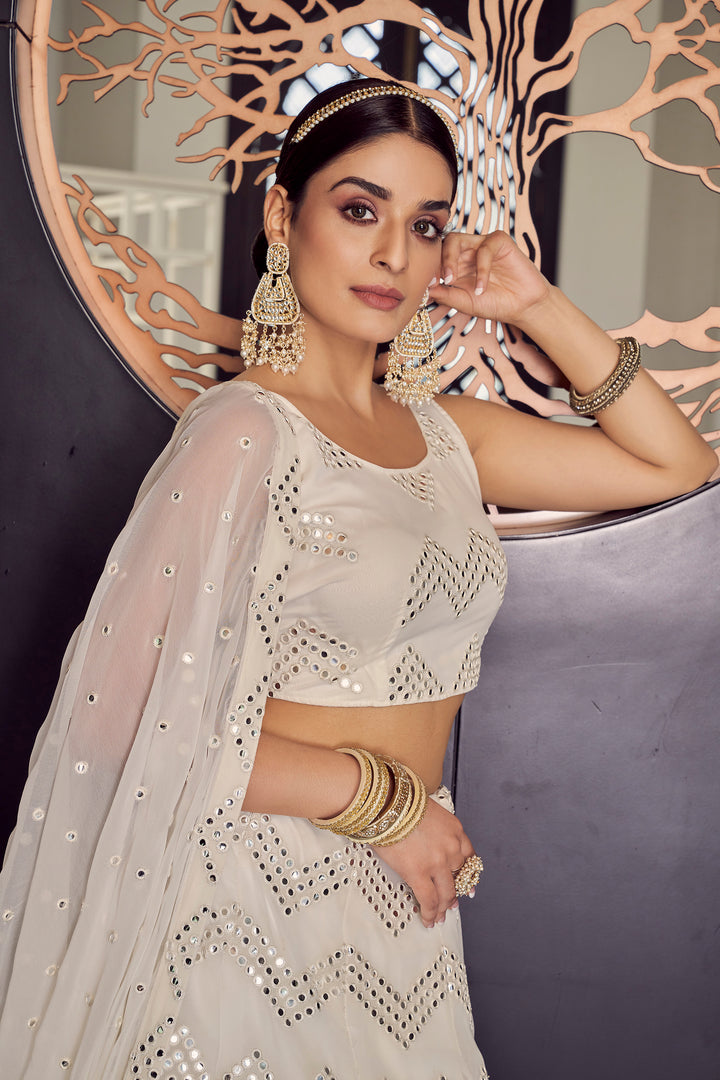 Stunning White Bridal Lehenga | Elegant Georgette Design