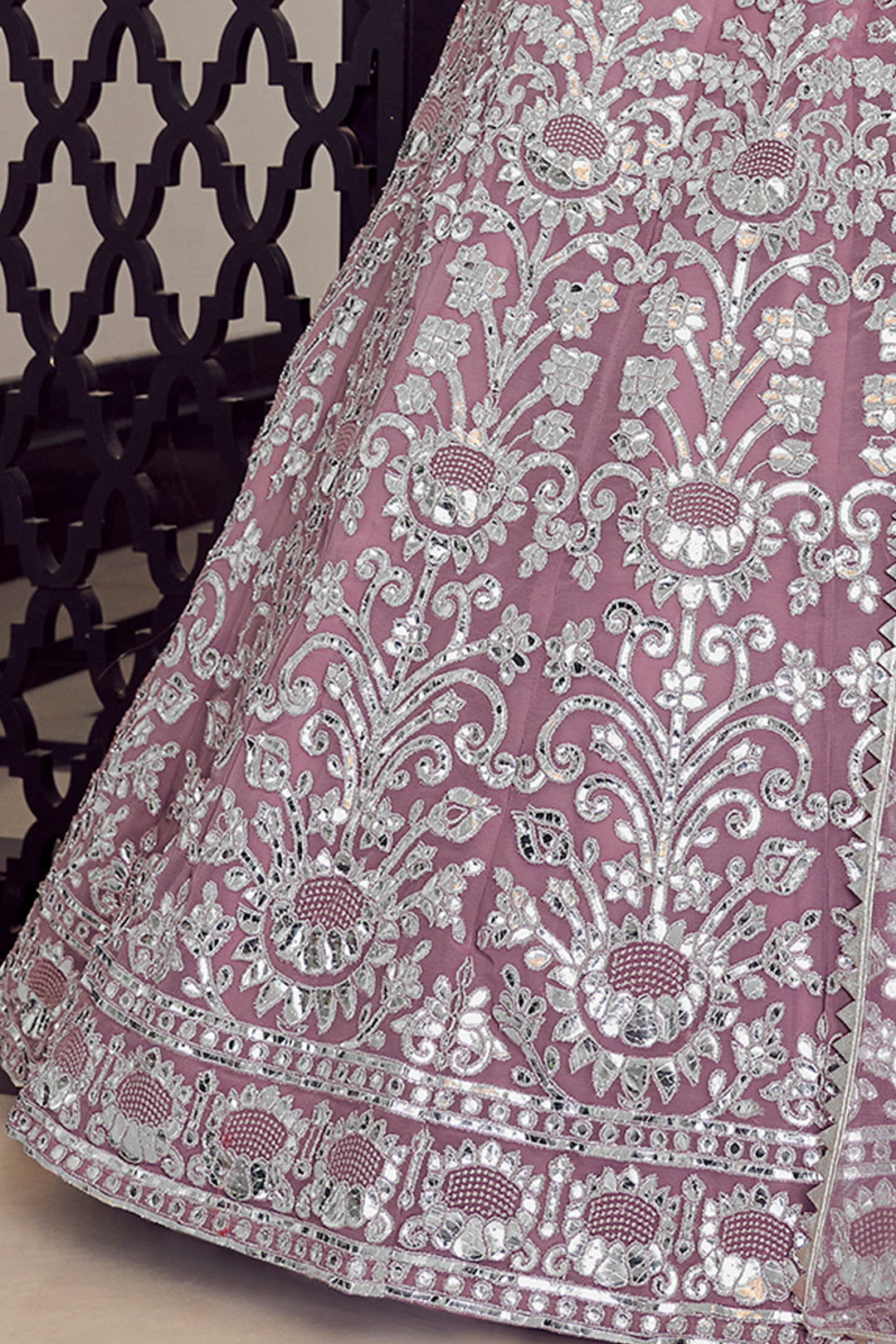 Elegant Mauve Bridal Lehenga | Gotta Patti & Thread Work