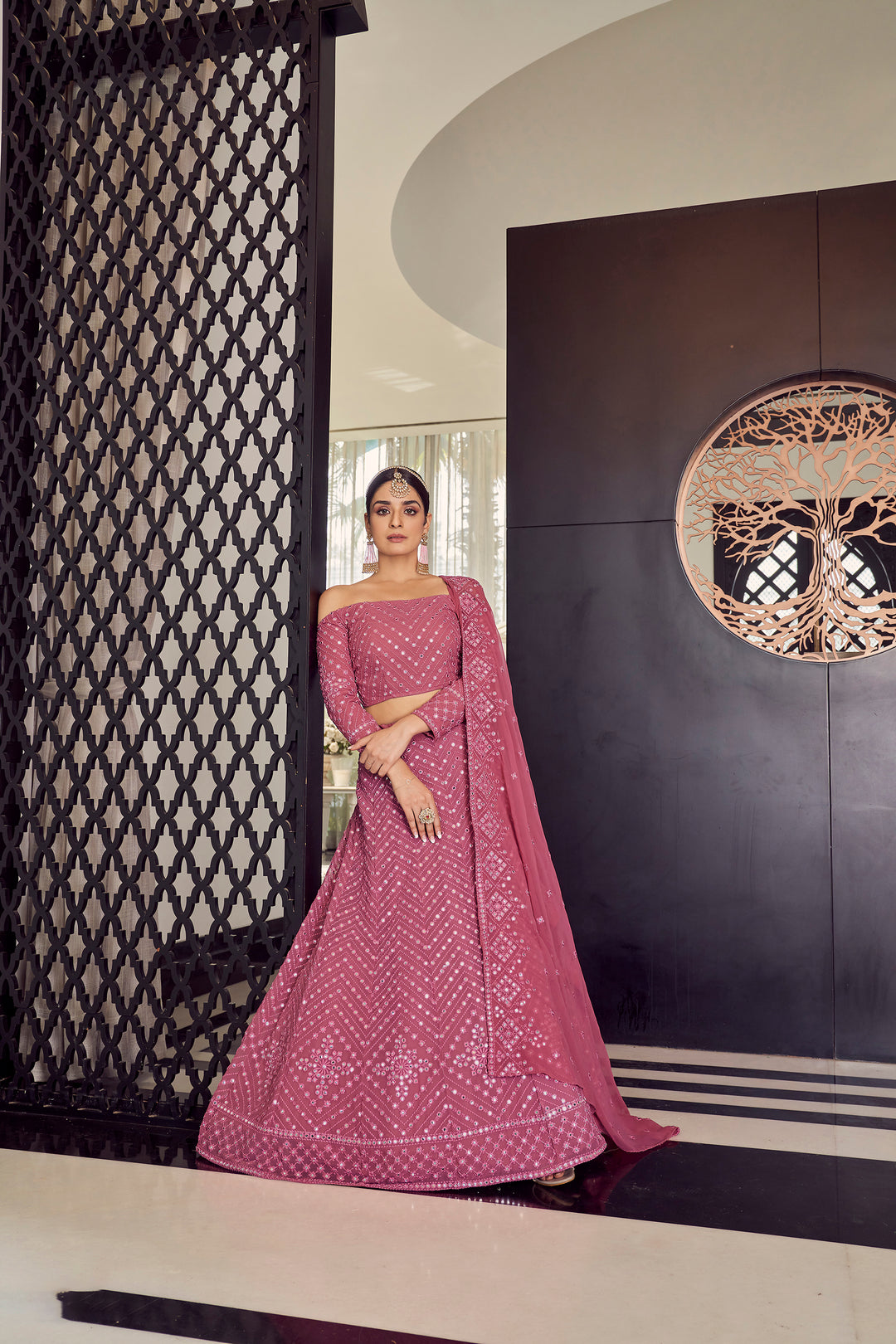 Elegant Pink Bridal Lehenga | Georgette Party Wear for Women