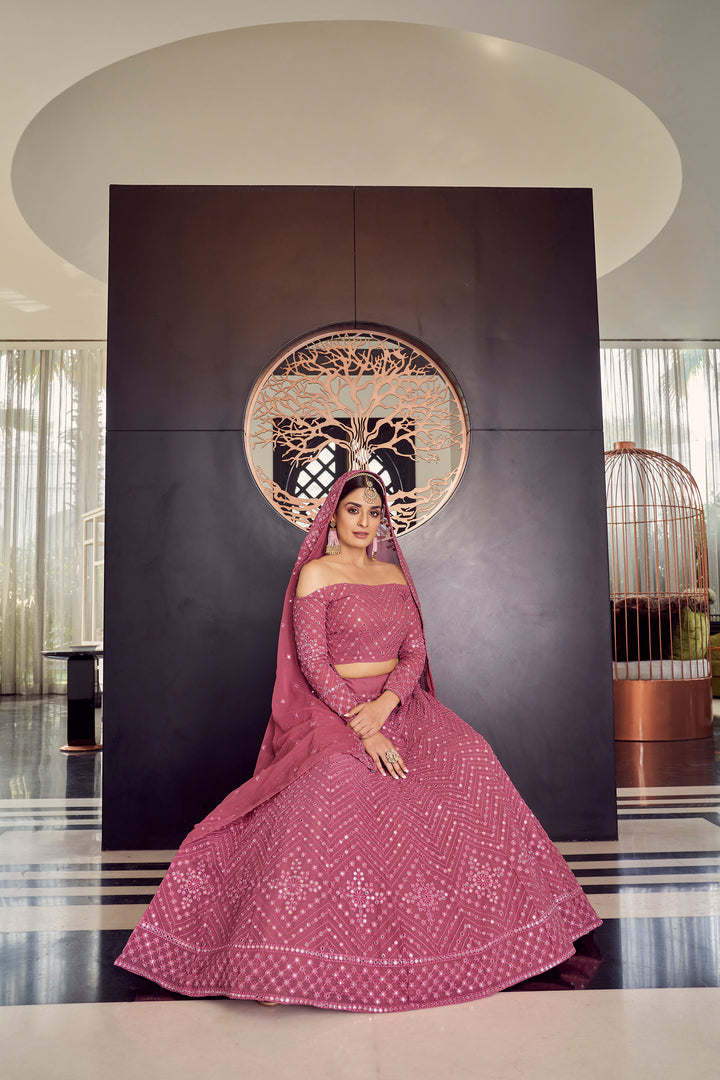 Elegant Pink Bridal Lehenga | Georgette Party Wear for Women