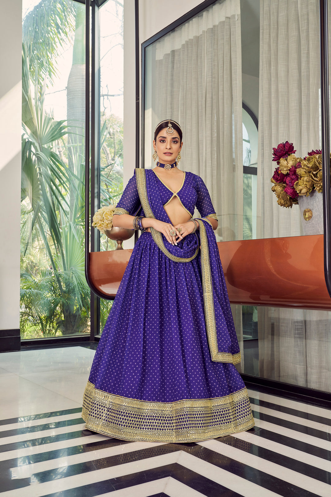 Purple Organza Bridal Lehenga | Indian Lehenga Choli for Weddings