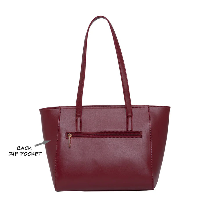 Lavie Glossy Dark Red Small Tote Bag | Elegant Women's Tassel Betty Handbag