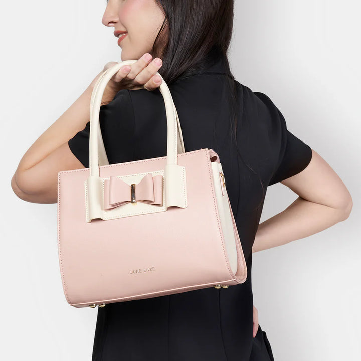 Lavie Luxe Knot Light Pink Medium Satchel Bag | Elegant Women's Handbag