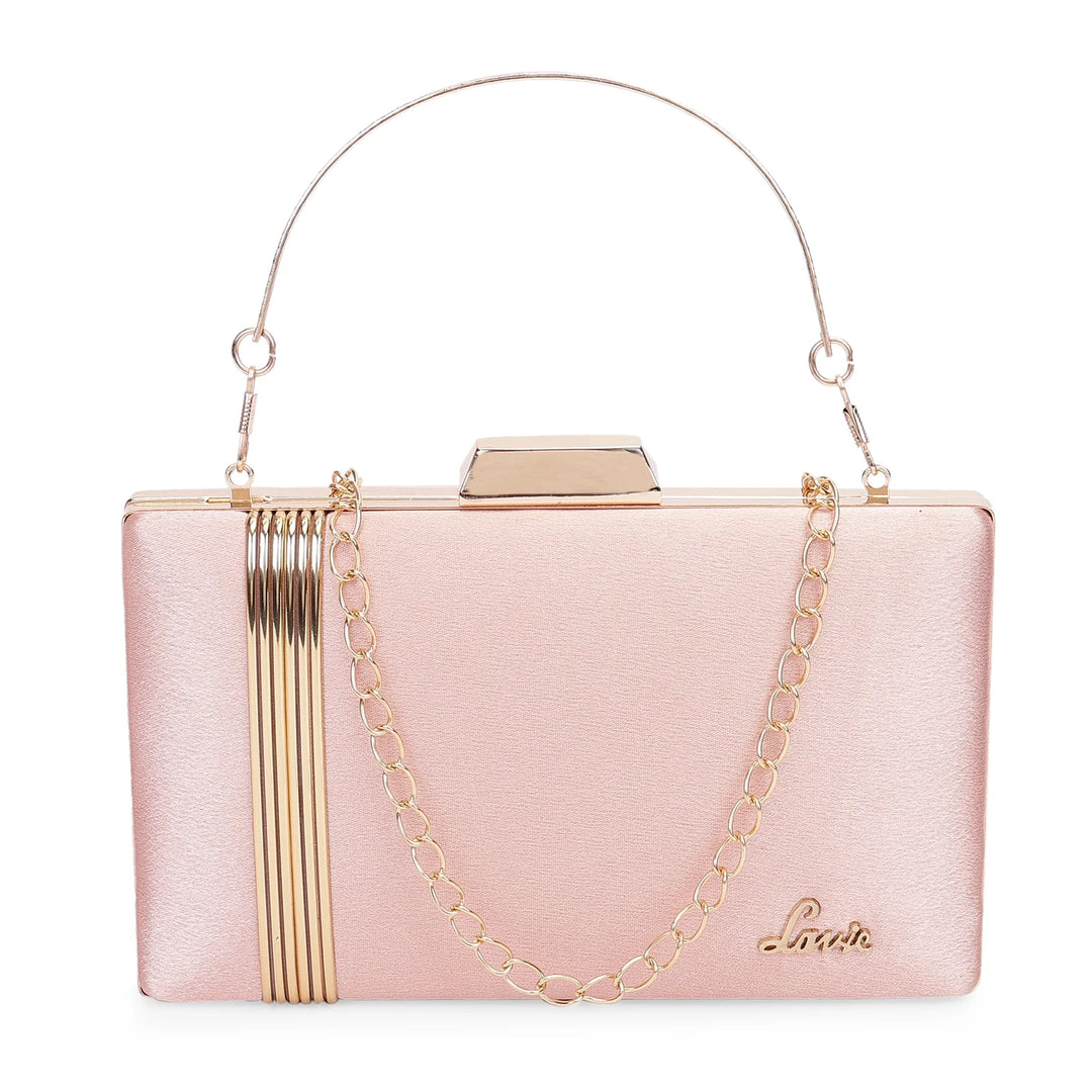 Lavie Rose Gold Small Frame Clutch Purse | Elegant Strap Handle Designer Bag