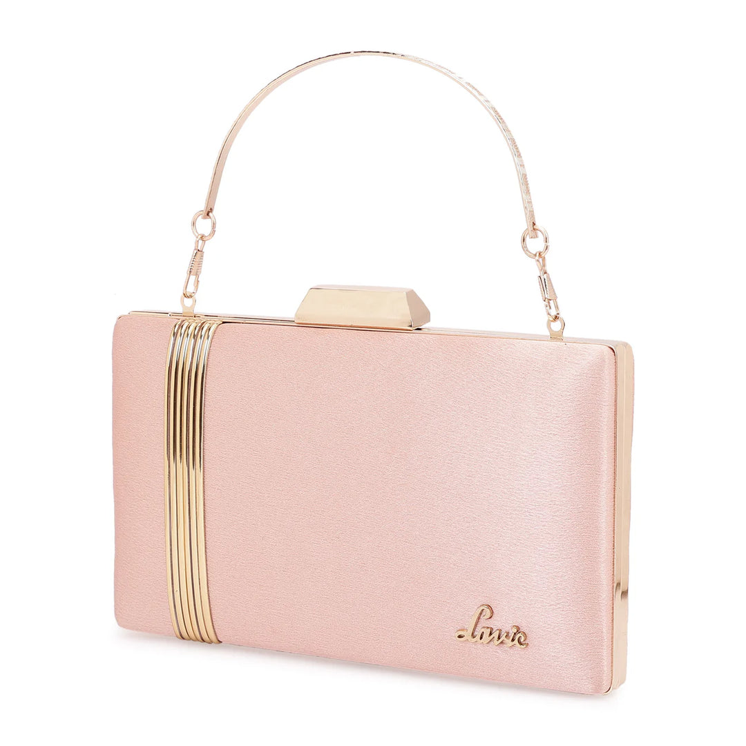 Lavie Rose Gold Small Frame Clutch Purse | Elegant Strap Handle Designer Bag