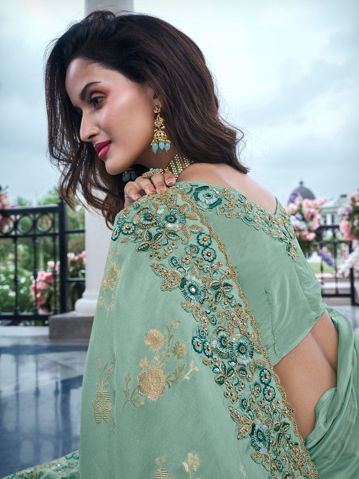 Vibrant color luxurious fabric exclusive attire crafted for elegance and style.