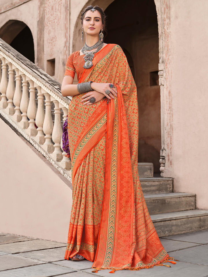 Orange silk saree crafted for elegance and style.