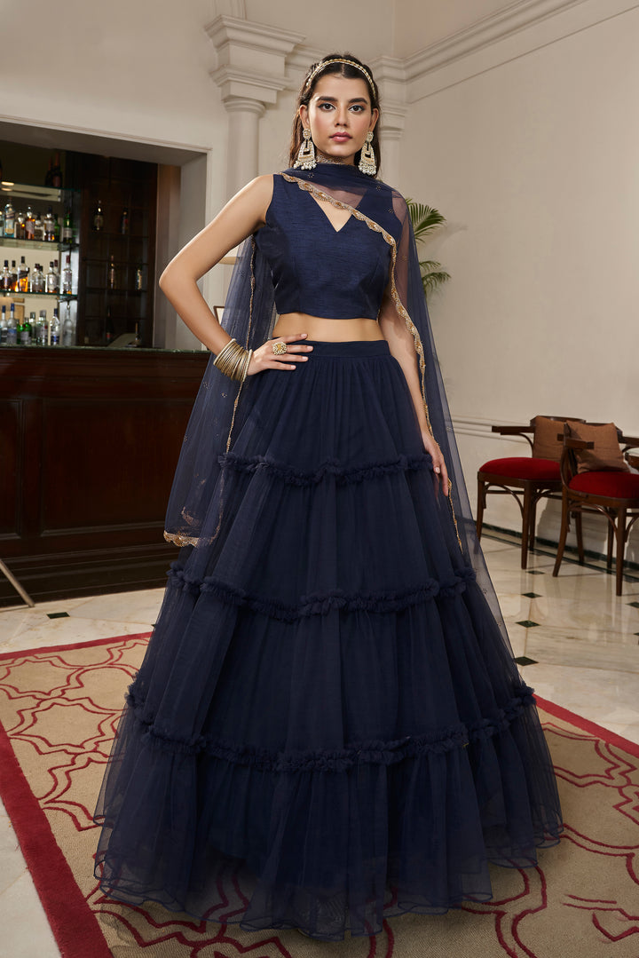 Navy Blue Lehenga Choli | Traditional Indian Lehenga for Women