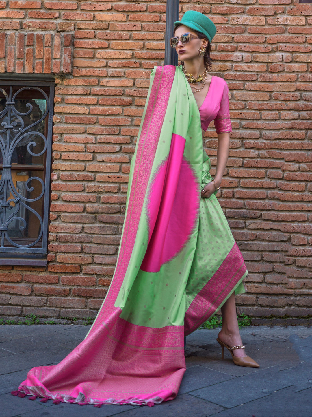 Vibrant color luxurious fabric exclusive attire crafted for elegance and style.