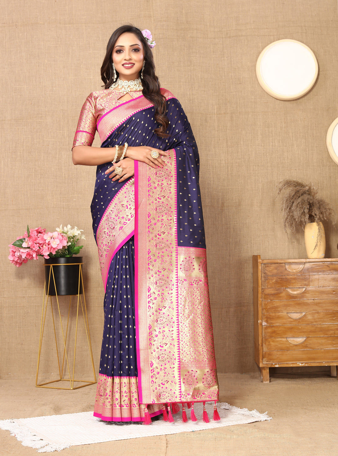 Soft Sky-Blue Silk Saree with luxurious zari design and a brocade blouse, perfect for traditional events.