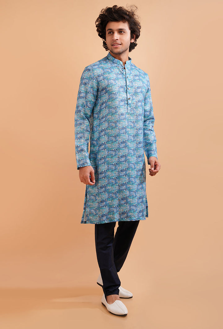 Luxurious blue kurta pajama made from premium linen, perfect for ensuring style and comfort during festivities in the USA.