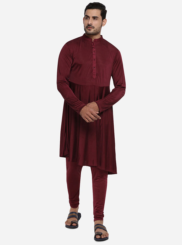 Comfortable solid maroon kurta set, perfect for gatherings and events in the USA.