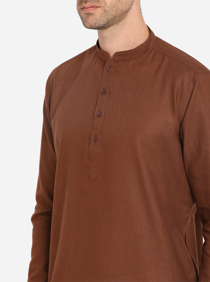 This traditional dress for men, the Maroon Printed Semi Indowestern, offers a unique style with its chic sherwani and churidar, perfect for festive events.