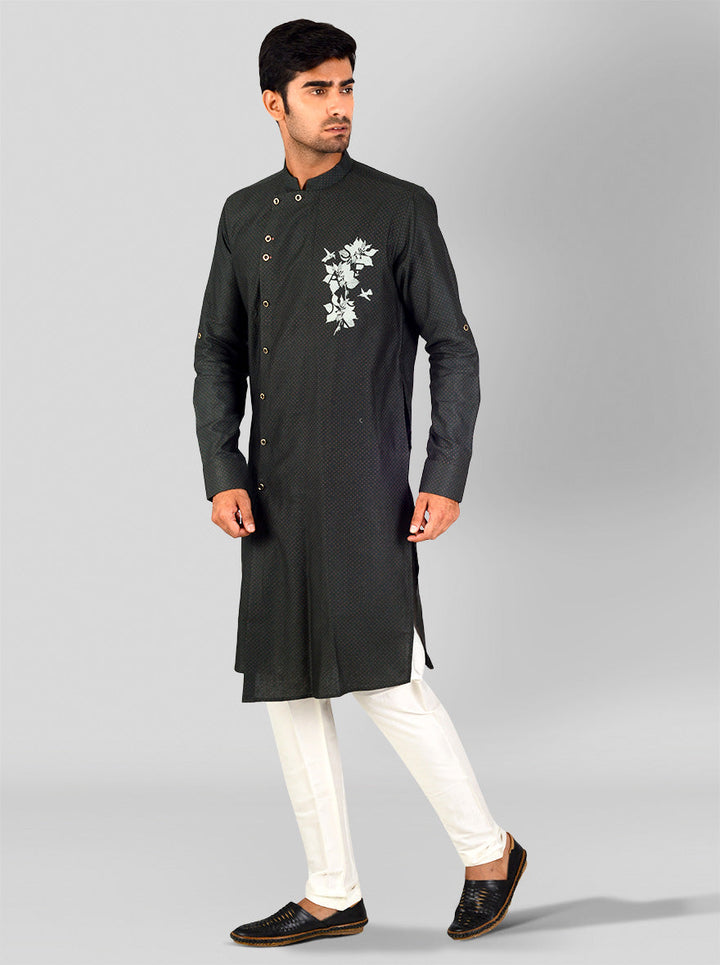 Celebrate in style with our dark green kurta pajama, perfect for enhancing your wardrobe.