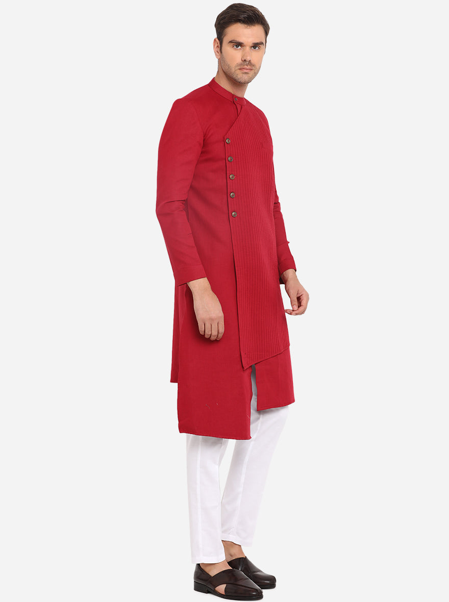 Enjoy all-day comfort and style in this vibrant Red Semi Indowestern with a chic kurta and churidar, ideal for weddings and celebrations in the USA.