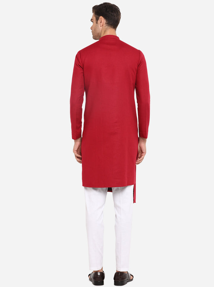 The vibrant Red Semi Indowestern with a kurta and churidar is your go-to attire for unforgettable moments at weddings and events in the USA.