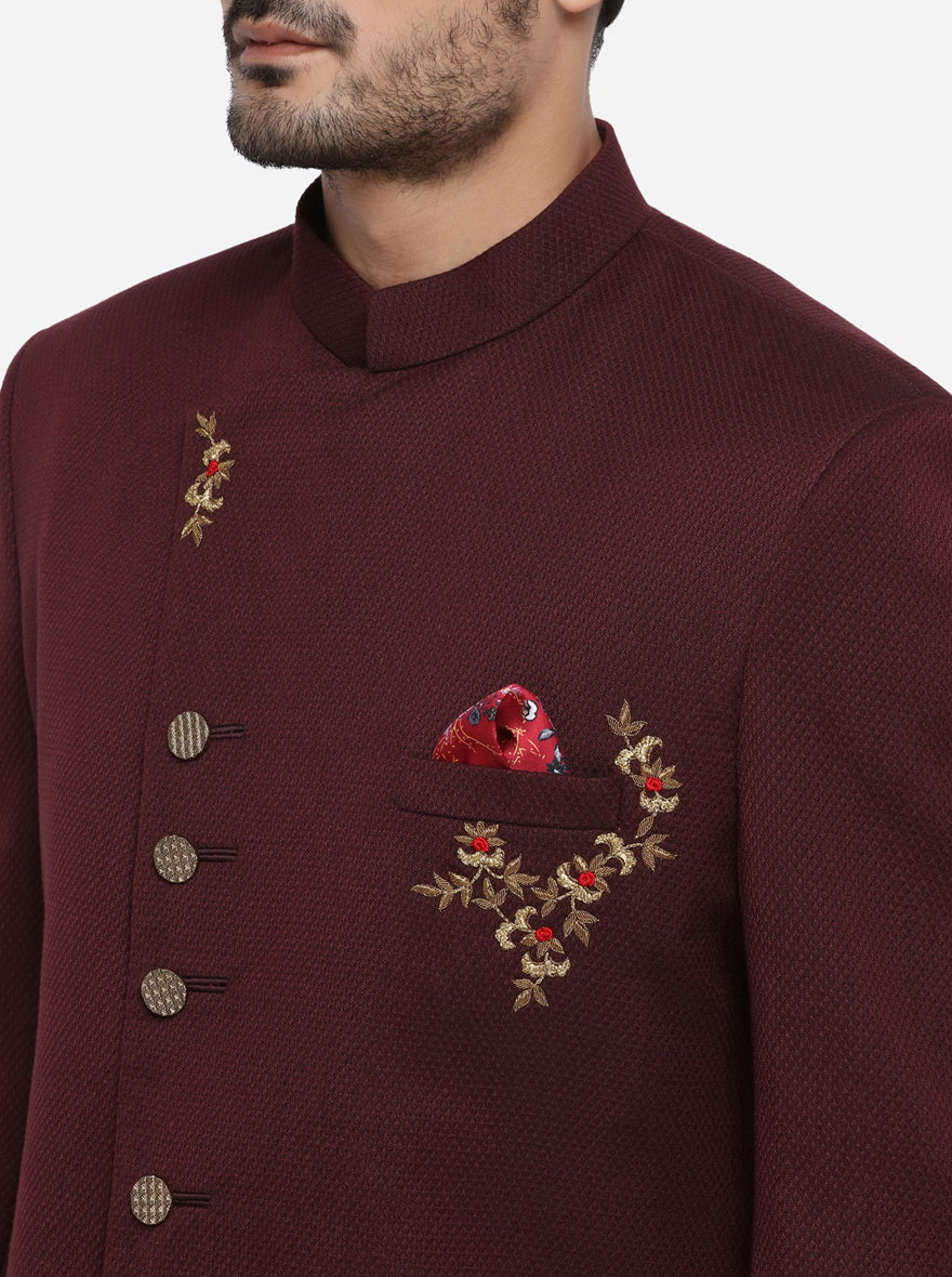 Men's traditional Dark Wine Indo Western dress with ethnic appeal.