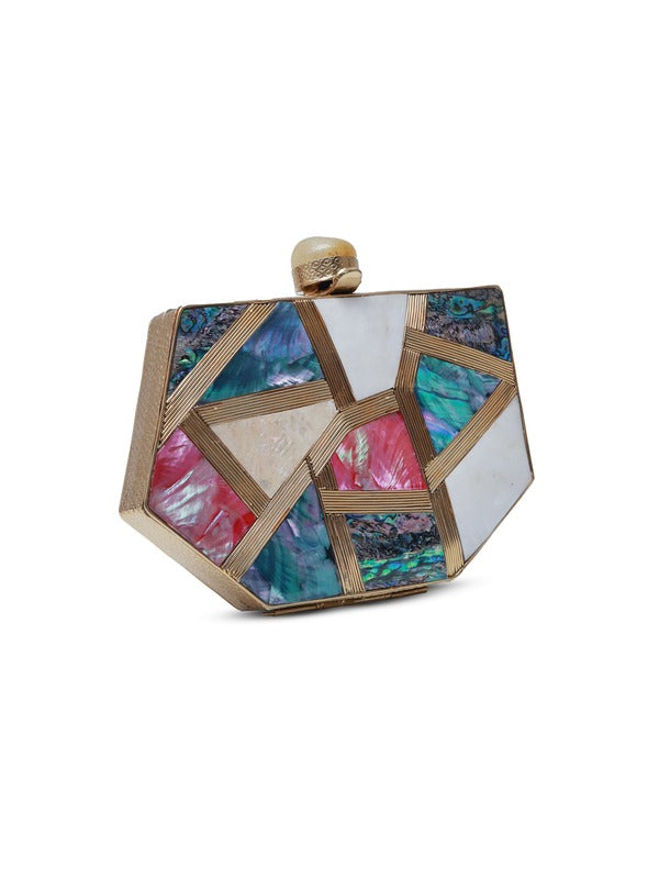 Emily Multicolor Mother of Pearl Clutch | Contemporary Flair Design