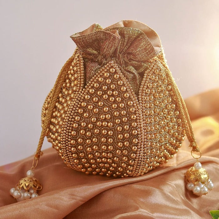 Moti Embroidered Mini Lotus Potli | High-End Fashion Accessory