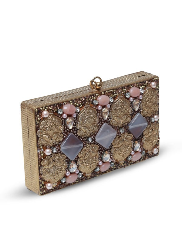 Embellished Brass Clutch | Unique Arya Signature Design