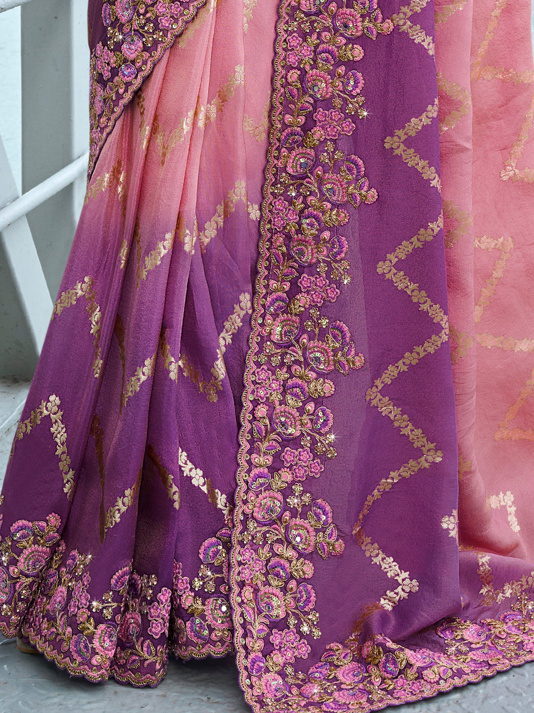 Vibrant color luxurious fabric exclusive attire crafted for elegance and style.