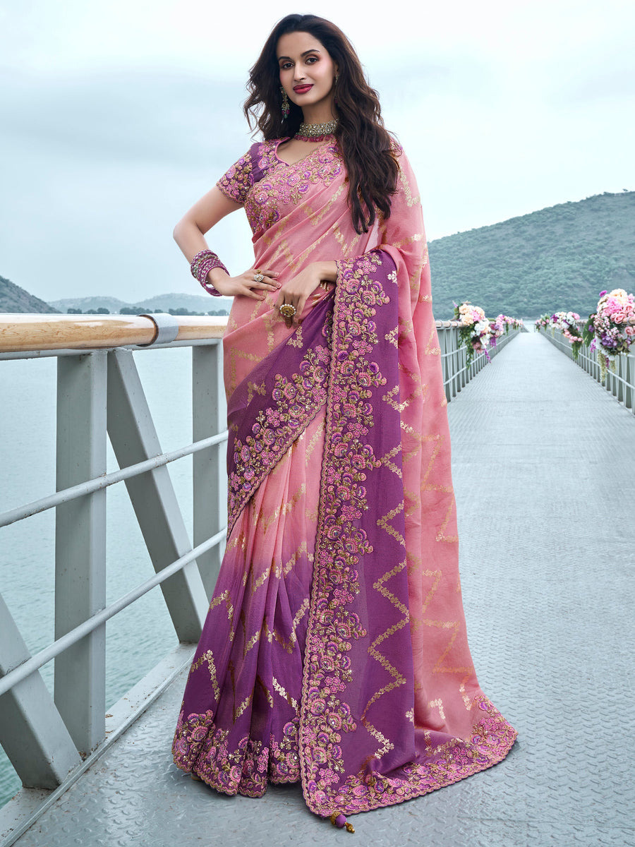 Pink silk saree crafted for elegance and style.