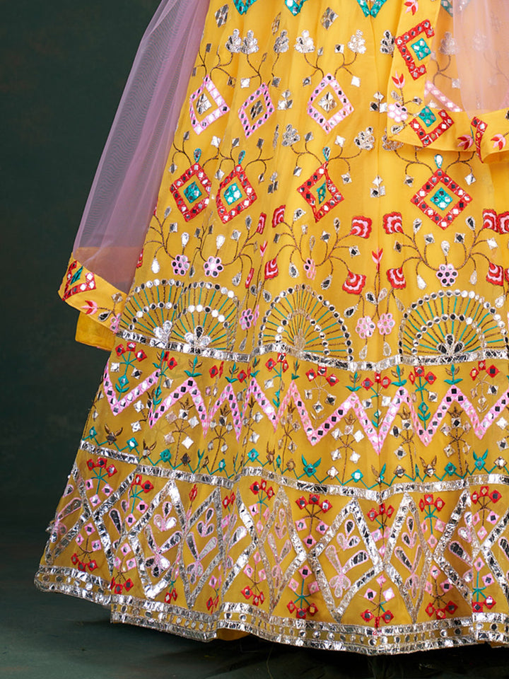 Bridal Party Wear Lehenga | Yellow Lehenga Choli for Women