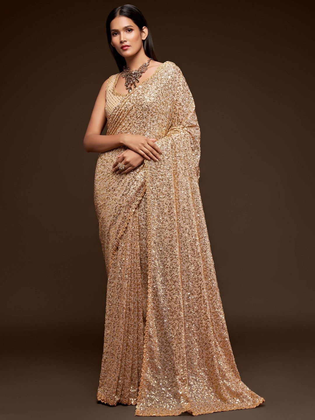 Vibrant color georgette saree crafted for elegance and style.