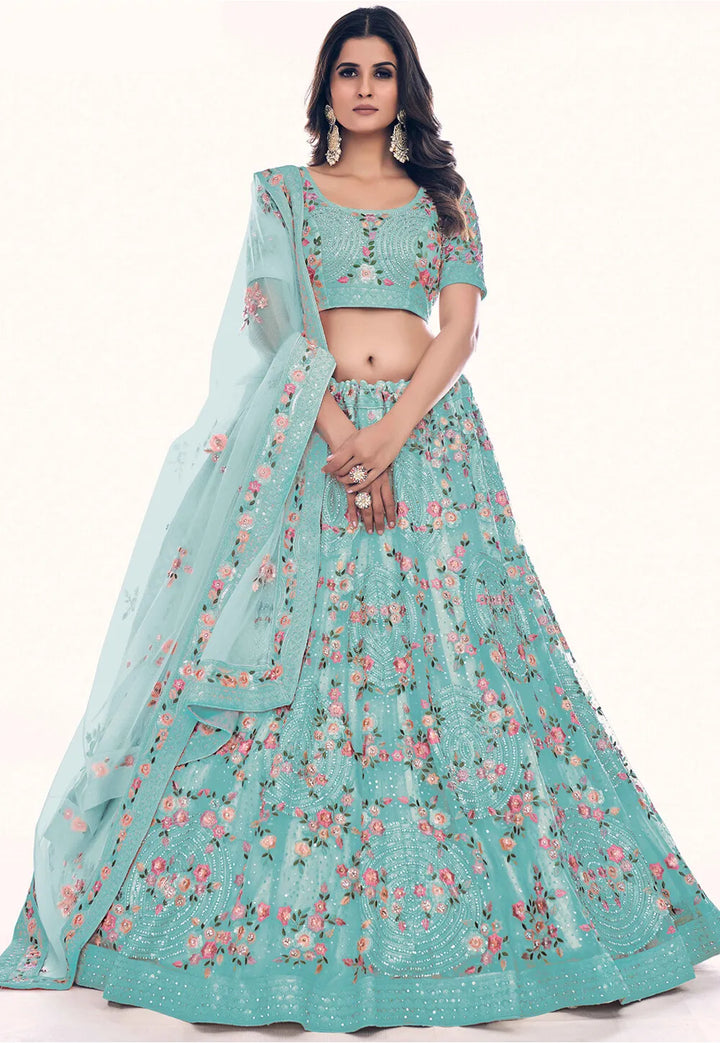 Designer Embroidered Lehenga Choli Set | Soft Net Lehenga for Women