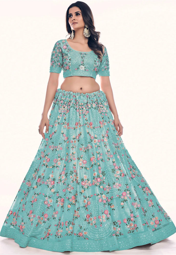 Designer Embroidered Lehenga Choli Set | Soft Net Lehenga for Women