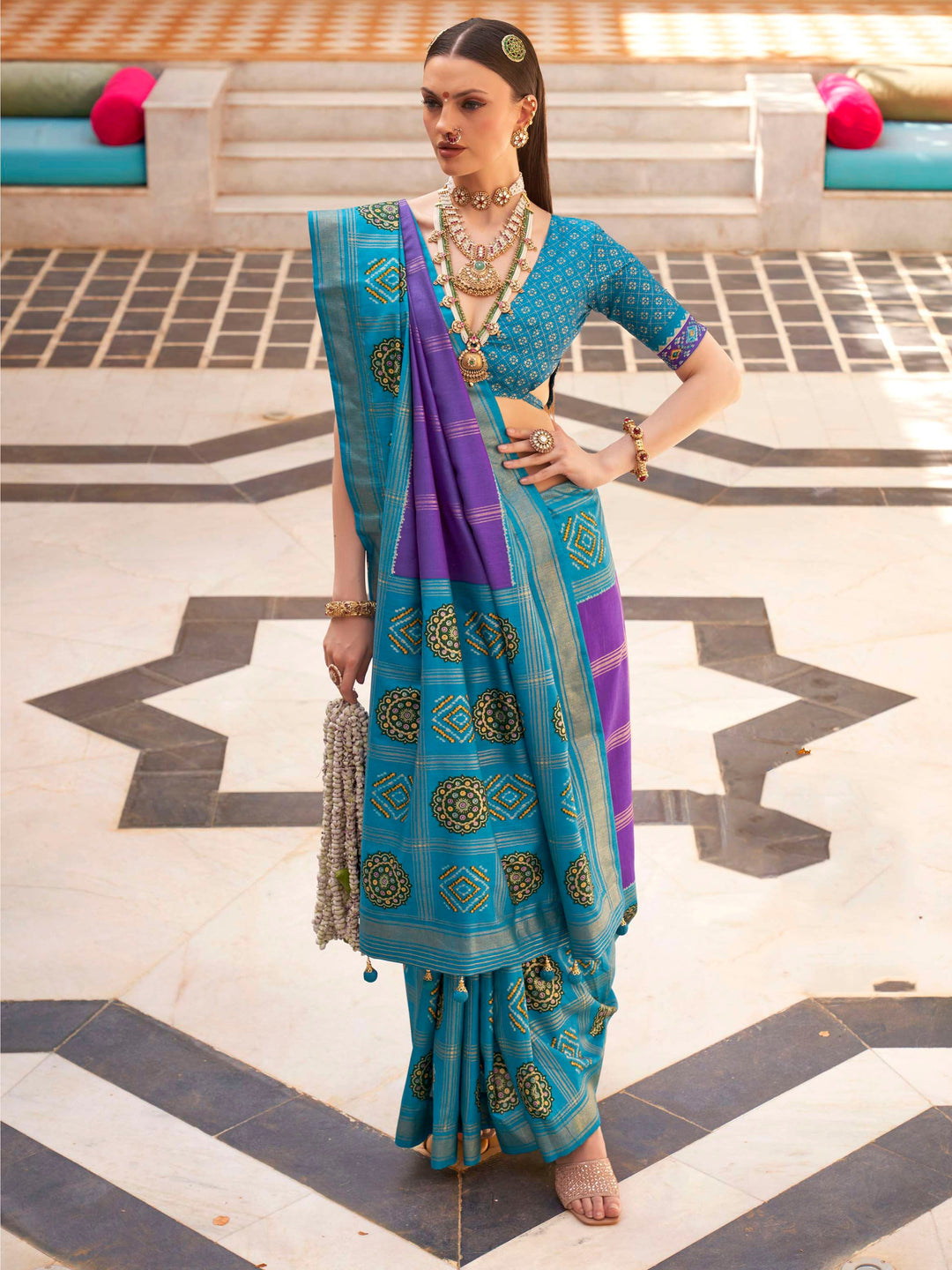 Blue silk saree crafted for elegance and style.