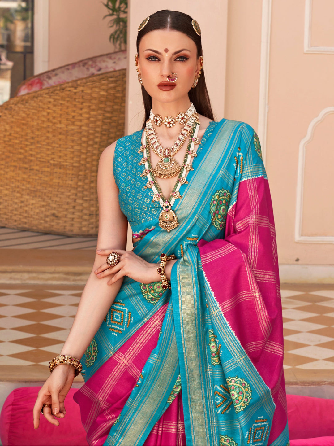 Vibrant color luxurious fabric exclusive attire crafted for elegance and style.