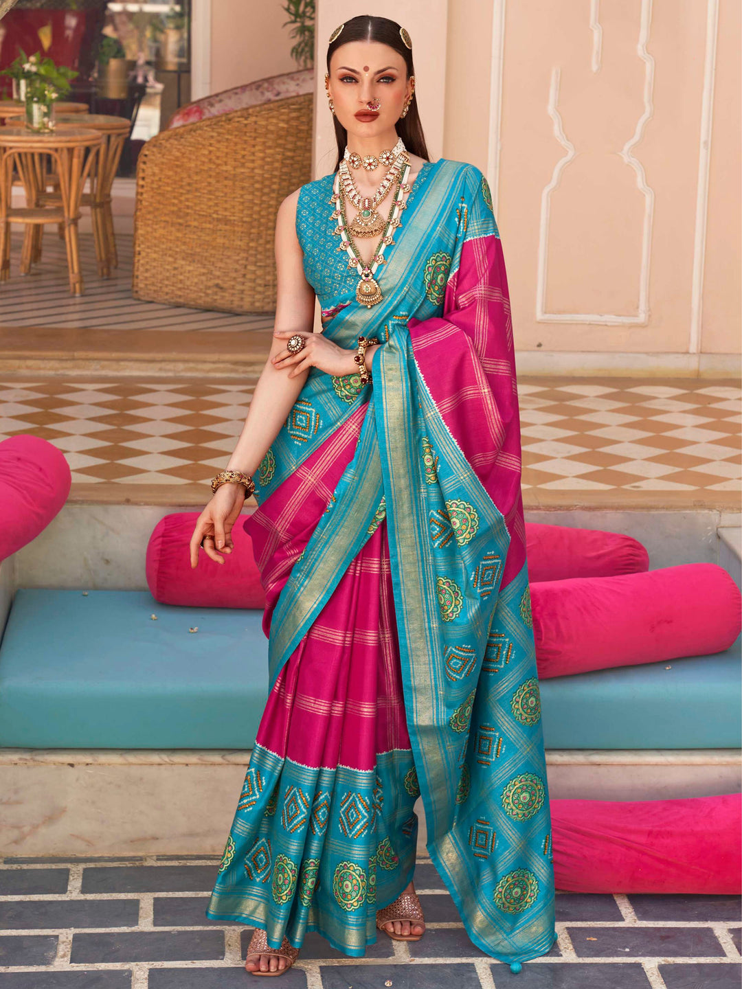 Pink silk saree crafted for elegance and style.