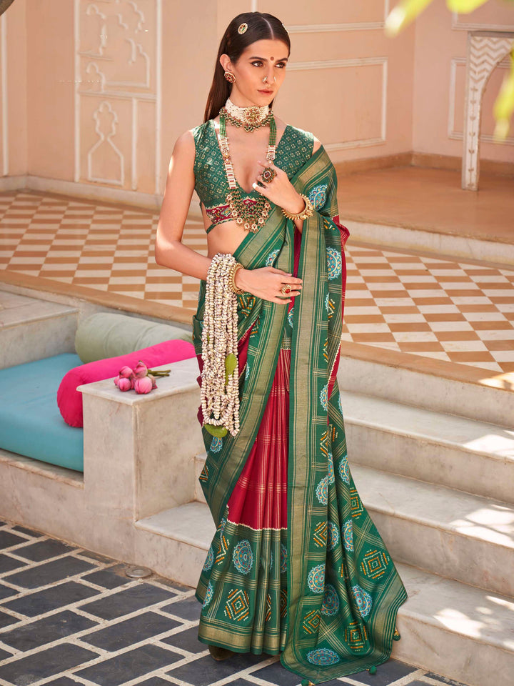 Green silk saree crafted for elegance and style.