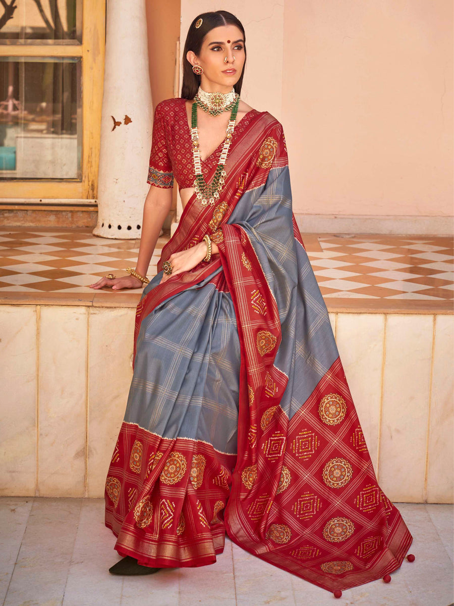 Red silk saree crafted for elegance and style.