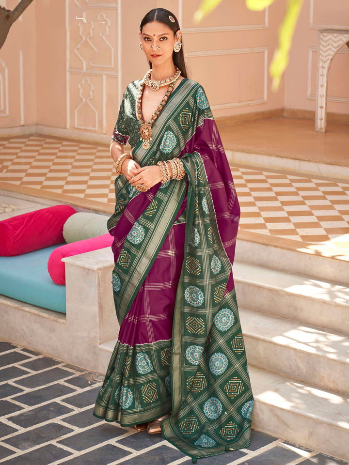 Green silk saree crafted for elegance and style.