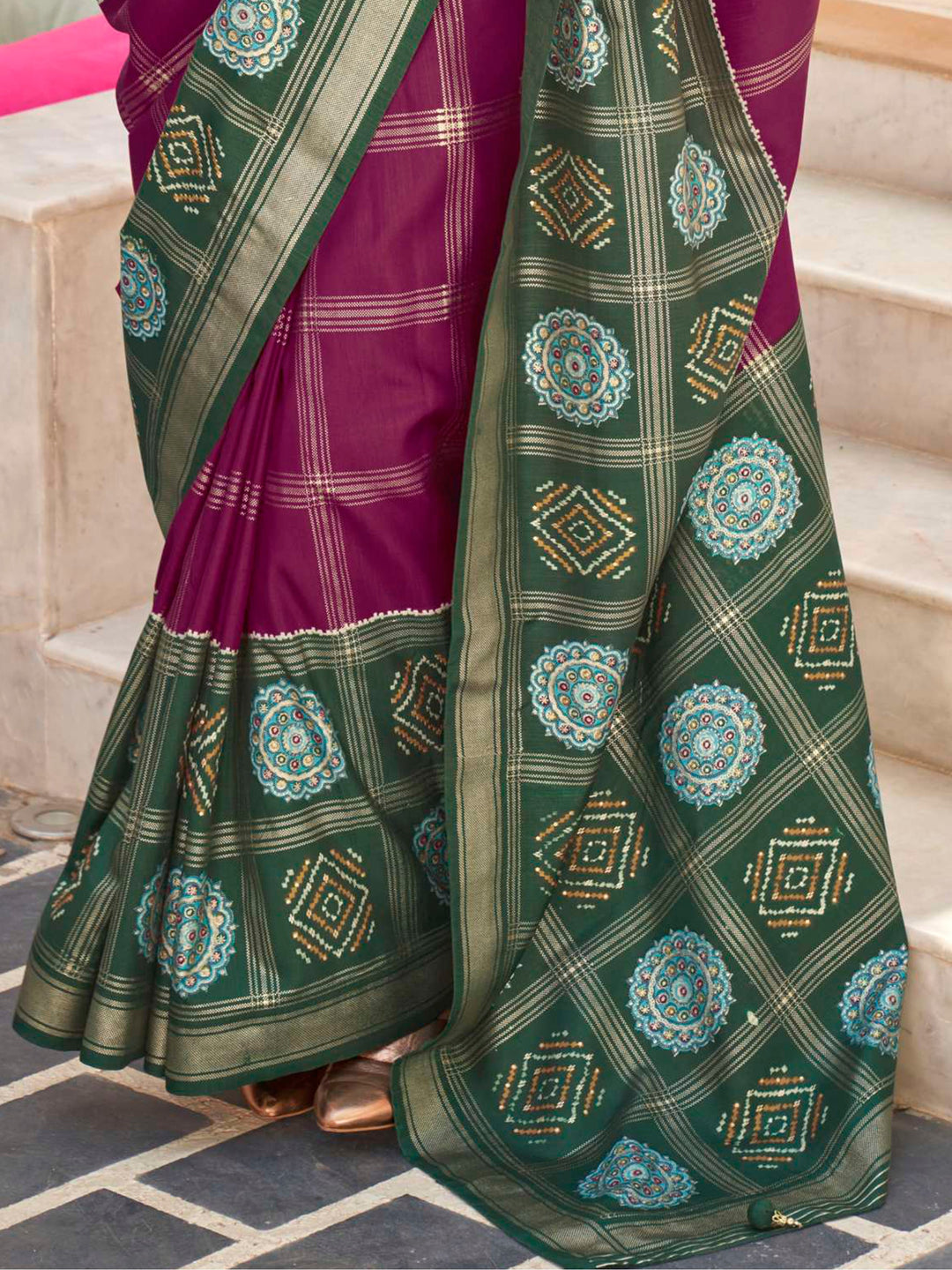 Vibrant color luxurious fabric exclusive attire crafted for elegance and style.