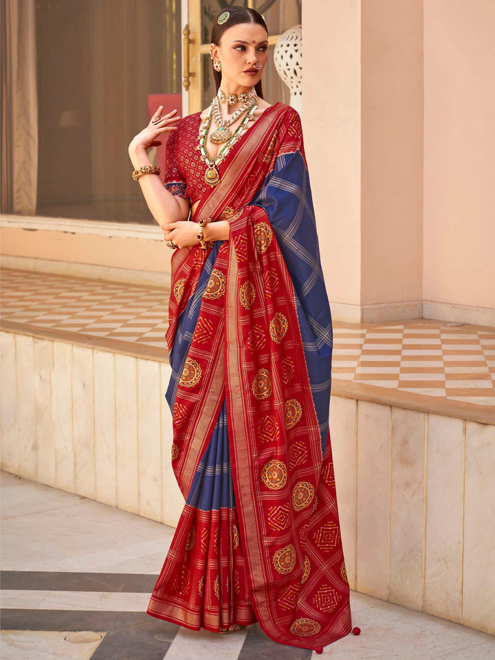 Blue silk saree crafted for elegance and style.