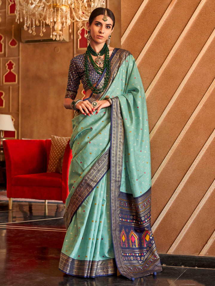 Blue silk saree crafted for elegance and style.